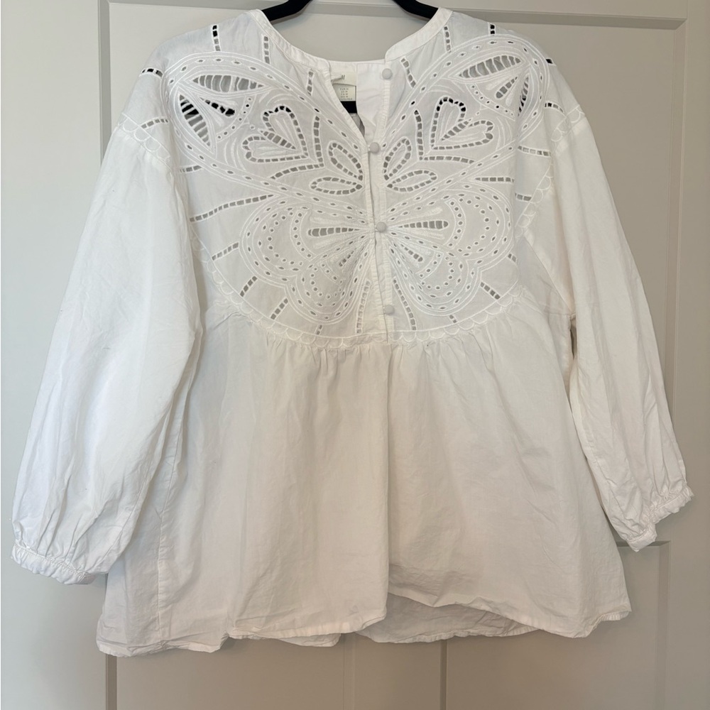 H&M White Eyelet Blouse